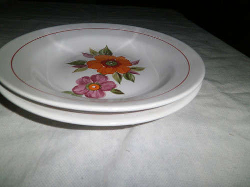 Platos Porcelana Olmo Con Flores Lote (2) 0