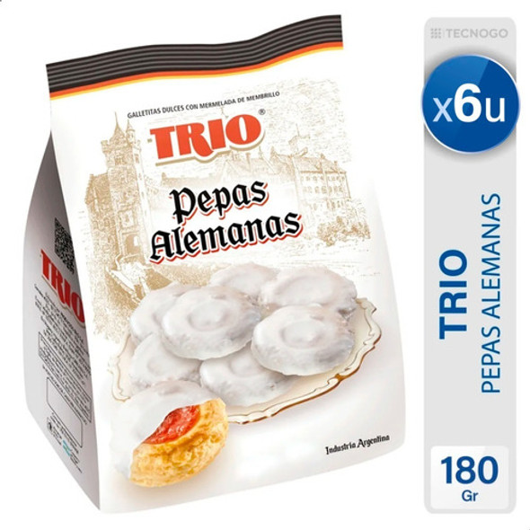 Galletitas Pepas Trio Alemanas Dulces Mejor Precio - Pack X6 0