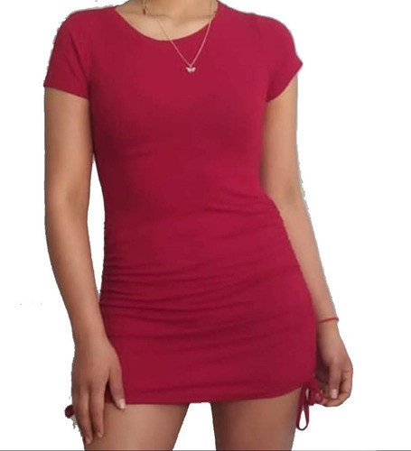 Vestido Morley Viscosa Mangas Corta Frunce Costados  Mujer 1