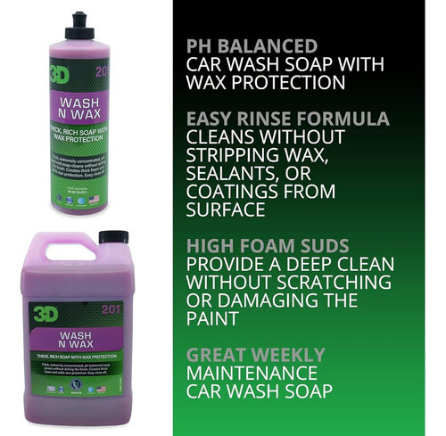 Jabón Para Lavado De Autos 3d Wash N Wax - Ph Equilibrado, F 1