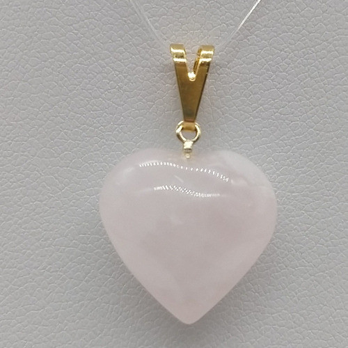 Pingente De Pedra Quartzo Rosa - Coração Pino 1