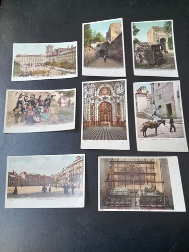 8 Postales Antiguas Granada España En Color 0