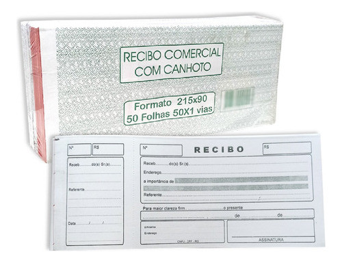 Recibo Comercial C/ Canhoto C/10 Un Full 0