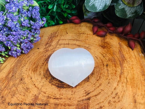 Coração Pedra Selenita Natural Limpeza Energética 4cm 1