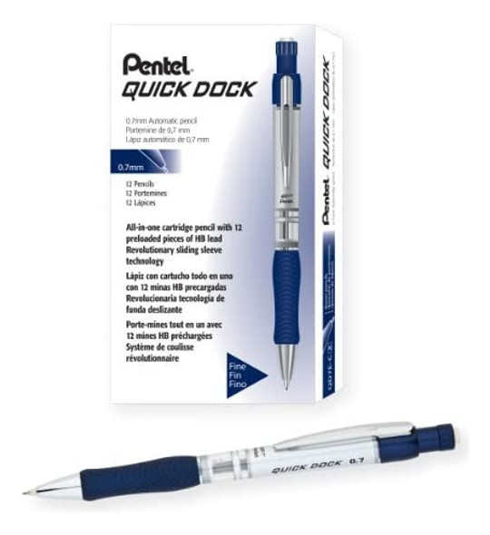 Lápis Mecânico Pentel Quick-dock, 0,7 Mm, Caixa De Cano Azu 0