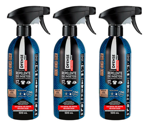 Kit 3un Repelente Para Criança E Gestantes D-fense Pro 500ml 0