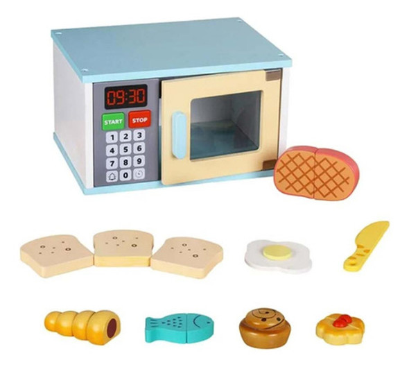 Set De Cocina Infantil En Madera Con Microondas Y Accesorios 0