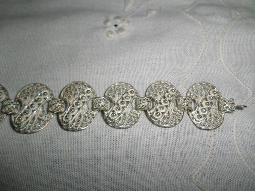 Antigua Pulsera Brazalete Plata Sterling Blanca 19,5 Grs 1