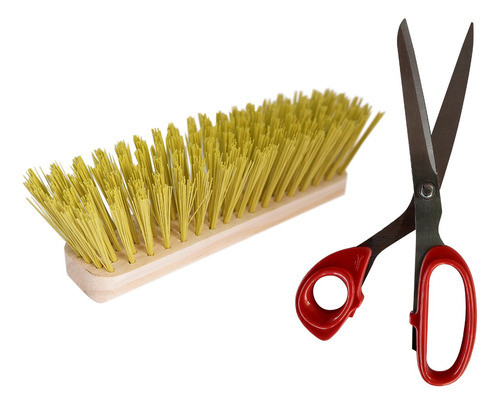 Escovão E Tesoura Corneta Para Banho E Tosa Em Cavalos Crina 0
