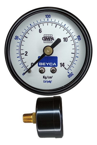 Manómetro Beyca 14 K 50mm R/ 1/8 Aire Gas Agua Aceite Mm1-35 0