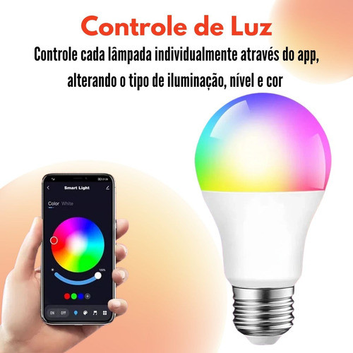 Lâmpada Smart Casa Inteligente Luz Colorida Controle Por App 1