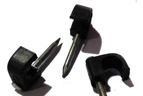 Grampita Coaxial Nº8 Con Clavo - Negro - 100 Unid - Fct A 1