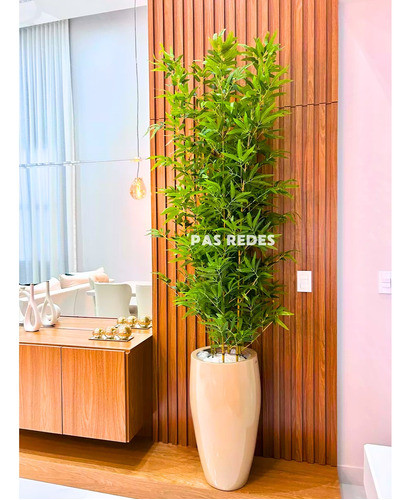 Bambu Mossô Artificial Tronco Natural 180cm + Vaso Apoio 1