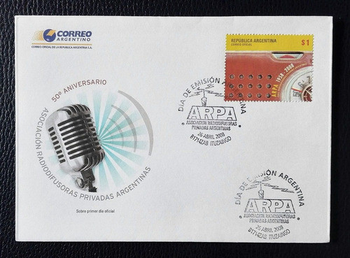 Argentina. Sobre  Y Sellos 1° Dia 50 Años Arpa (2008) 0