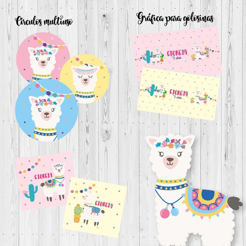 Kit Decoracion Cumpleaños Llamas Candy Bar Deco Llamitas 1
