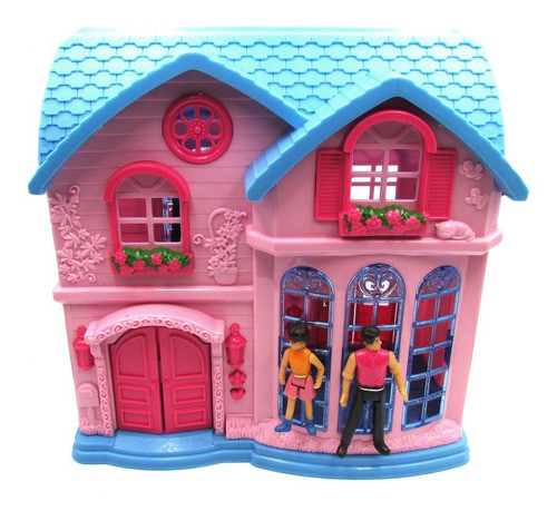 Super Mansion Lujosa Casa De Juguete 4 Muñecos 48x25 Cm 0