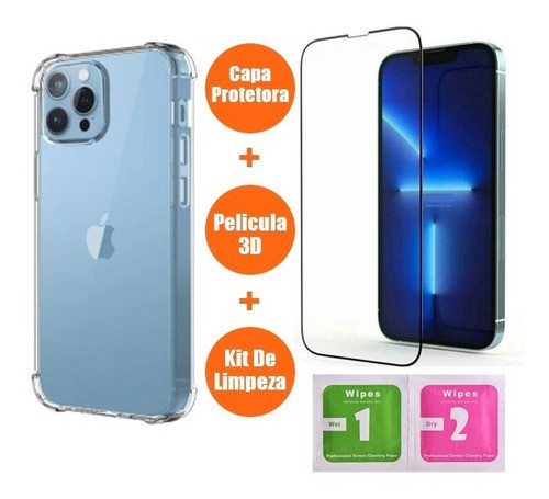 Capa Capinha Anti Impacto + Pelicula 3d P/ iPhone 13 Pro Max 1