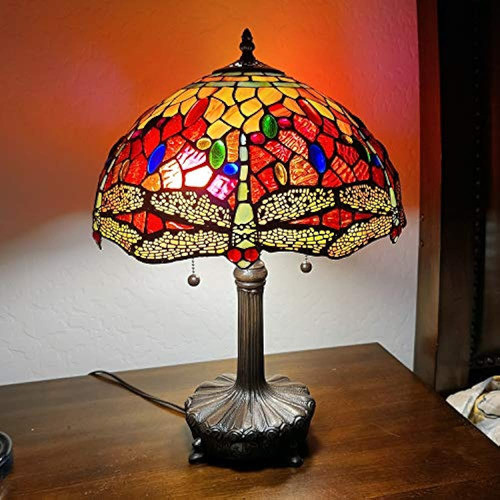Amora Lighting Lámpara De Mesa Estilo Tiffany Banquero 18.5 0
