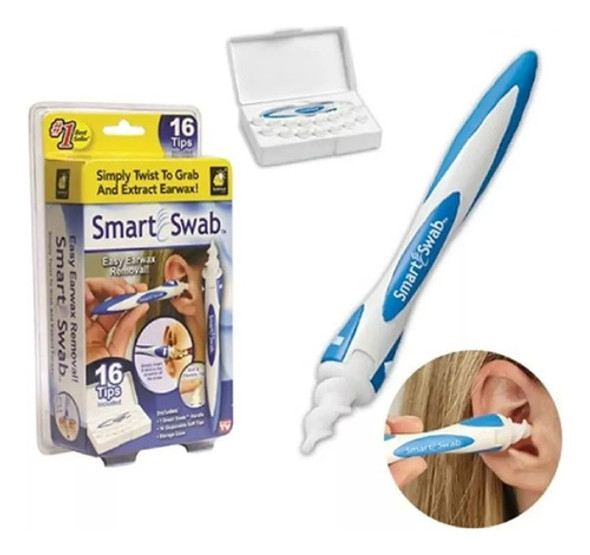 Limpiador De Oídos Cera Smart Swab Orejas Con 16 Cabezales 0