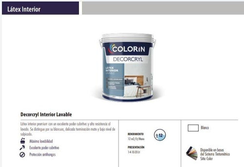 Latex Lavable Blanco Mate Decorcryl Antihongos X 10 Litros 1