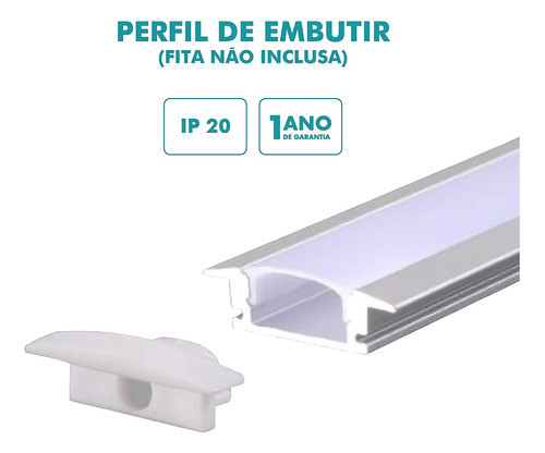 Perfil De Embutir Linear 2 Metros 200x3,6cm Alumínio Gaya 1