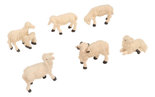 Estatueta De Ovelha De Resina, 6 Peças, Miniatura, Durável, 0