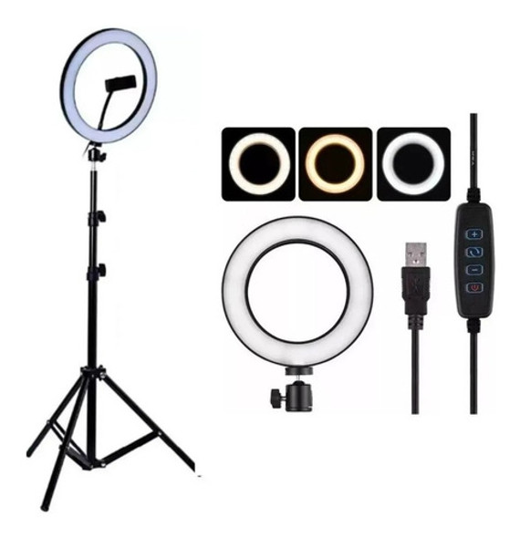 Anillo Aro Luz Led Tripode Sporte Para Celular 2.2m 3niveles 0