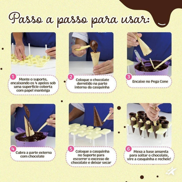 Suporte Para Cone Trufado Kit Para Cobertura De Chocolate 1