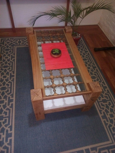 Mesa Ratona Por Viaje  Madera Maciza Y Vidrio Templado Unica 1