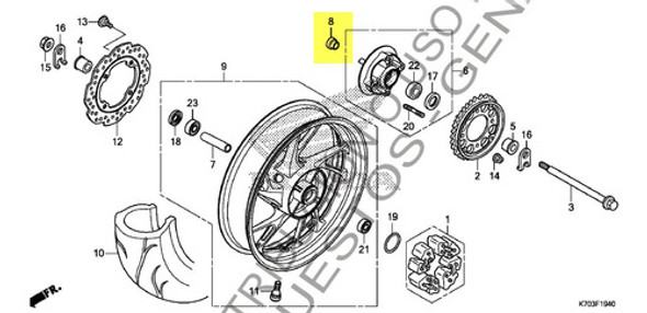 Buje Rueda Trasera Honda Cb190 Original Genamax 0
