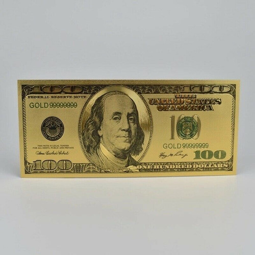 Robmar-usa Billete U$s 100 Plástico Bañado Oro 24 K.una Cara 1