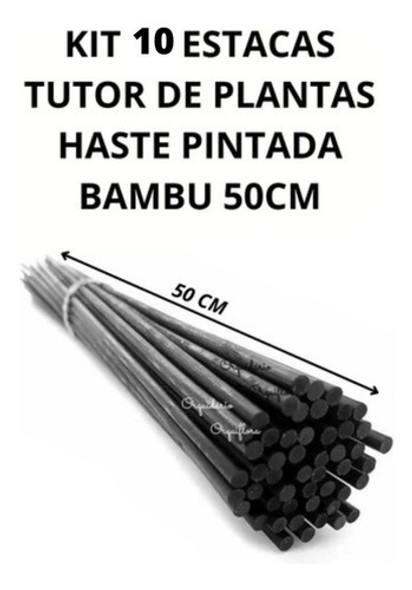 Kit 10 Estacas Tutor De Plantas Haste Pintada Bambu 50cm 1