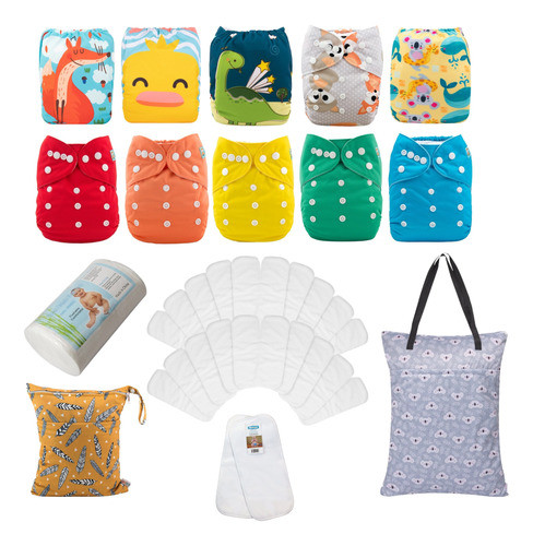 Pañales Tela Ecológicos Kit Arranque X 10 + Ins Noct Ecoyo 0