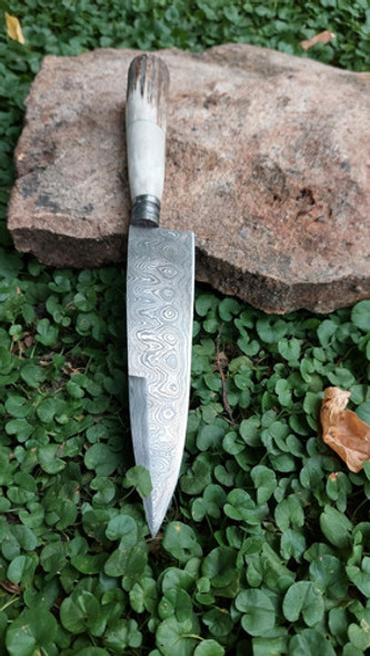 Cuchillo Criollo Acero Damasco Cabo De Guampa De Ciervo 0
