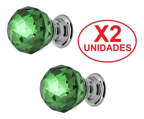 Tirador Esférico Grande Cristal Verde Tallado Mueble Cajón 1
