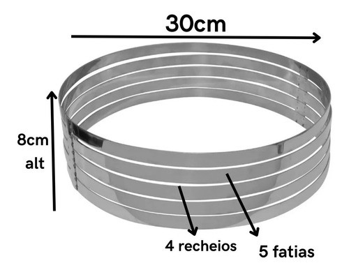 Aro Cortador Camadas 30cm 5 Fatias Aro Em Inox 1