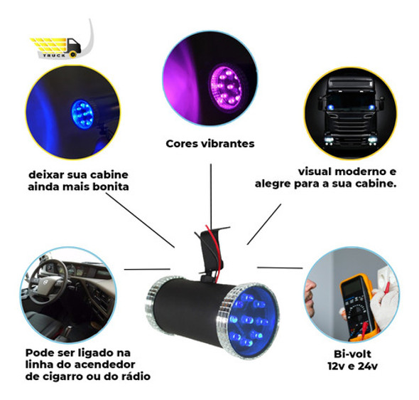 Lanterna Led Corujinha Cabine Caminhão Azul 1