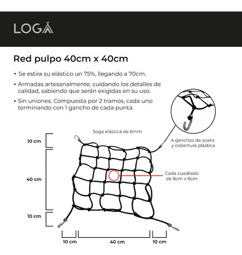 Red Pulpo 50x50 + 40x40 De 6 Mm + 10 Zunchos 8mm 1