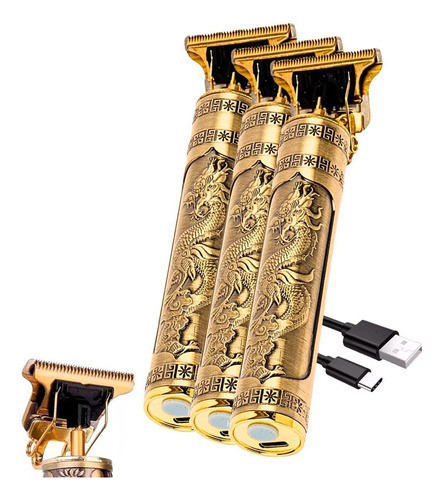 Kit 3 Maquininhas Dourada Remove Todo Pelo Acabamento 0