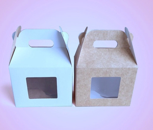 Cajas Valija Blancas Y Kraft Con Visor - Pack De 5 Medianas 0
