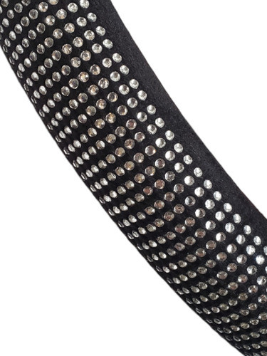 Cubre Volante Funda 38cm Brillos Estras Plateado Con Negro 0