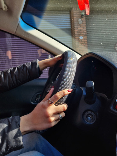 Cubre Volante Funda 38cm Brillos Estras Plateado Con Negro 1