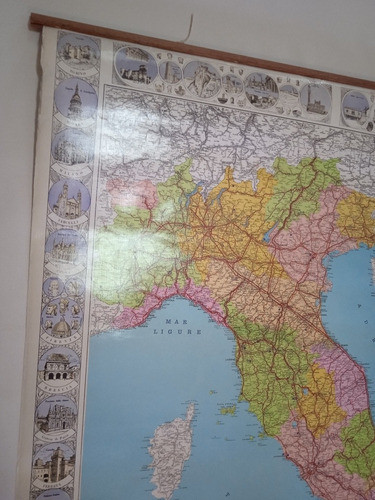 Antiguo Mapa De Italia Plastificado 1