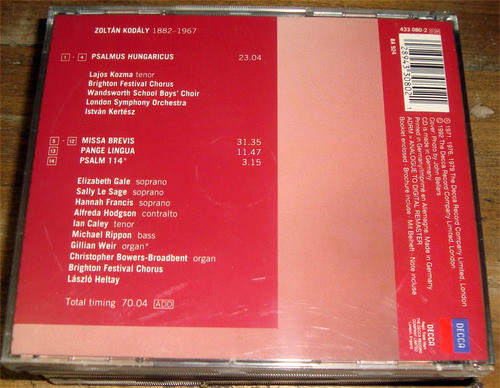 Kertesz Heltay Kodaly Psalmus Hungaricus Cd Aleman 1