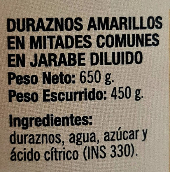 Durazno En Mitades X 650 Gr Neto - Casa De La Torre 1