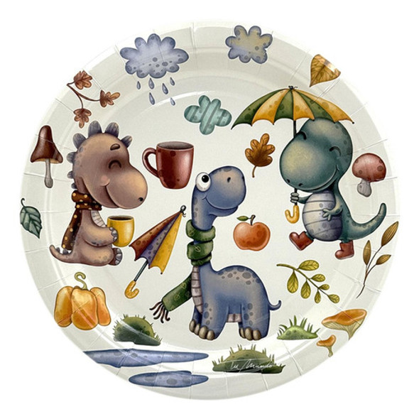 Set Mini Dino 20 Platos 18 Cm 20 Vasos Servilletas Cotillón 1