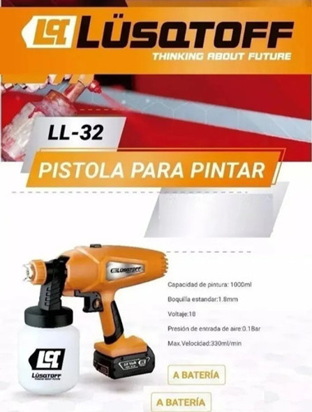 Pistola Pintar Inalambrica 18v A Bateria Lusqtoff Ll32 1