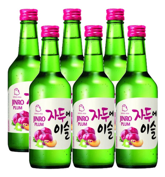 6 Bebida Coreana Soju Chum Churum Ameixa 360ml Jinro Plum 0