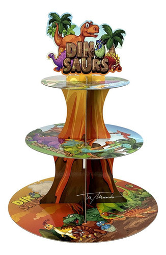 Soporte Para Cupcakes 3 Pisos Decoración Dinosaurios 0