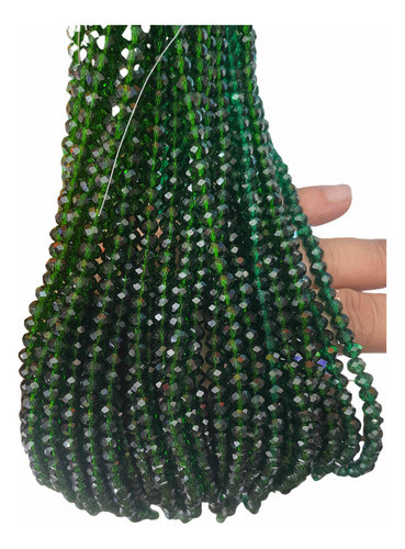 3 Fios De Cristal Marrom  3 Fios De Cristal Verde Escuro 6mm 1